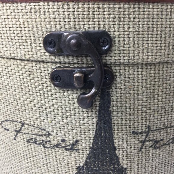 Have one to sell? Sell now Round Storage Hard Box with Lid Fabric Linen Faux Lea - Picture 3 of 6